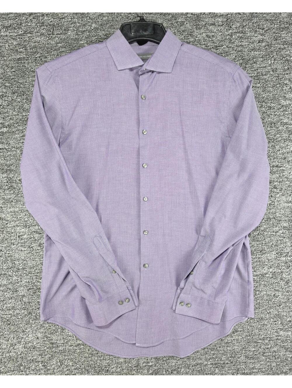 Van Heusen Men's Slim Fit Wrinkle Free Dress Shirt Purple Geometric 16.5 34/35